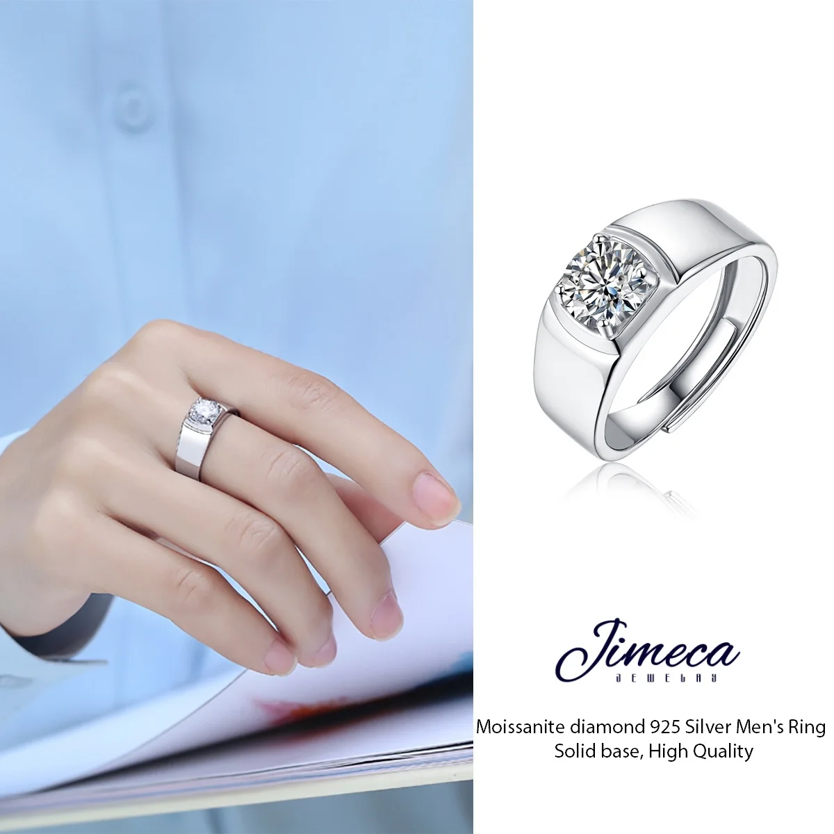 Adjustable 1carat moissanite diamond Man Rings 925 Silver high quality solid base Wedding band simple 9.8mm wide
Adjustable 1carat moissanite diamond Man Rings 925 Silver high quality solid base Wedding band simple 9.8mm wide