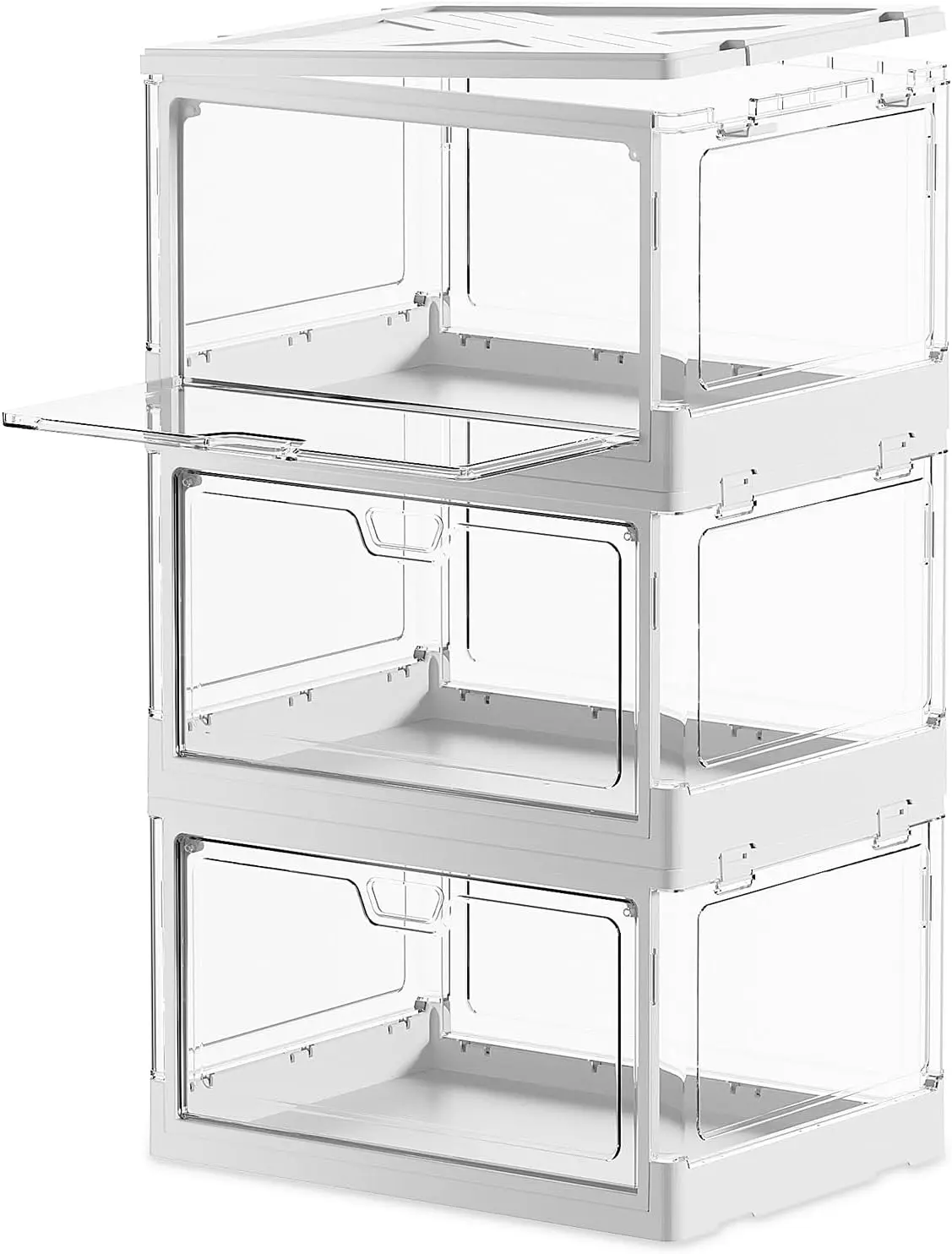 

PRANDOM Stackable Clear Storage Bins with Lids,70 Qt Plastic Collapsible Organizer Containers Boxes with Doors for Closet Living