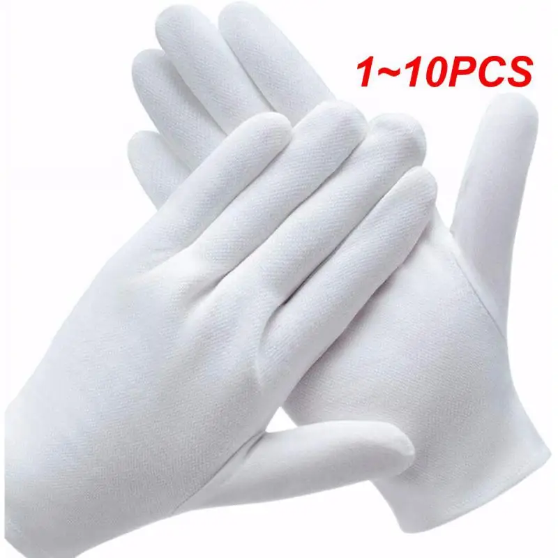 

1~10PCS White Cotton Gloves Full Finger Men Women Waiters/drivers/Jewelry/Workers Soft Mittens Sweat Absorption Gloves Hands