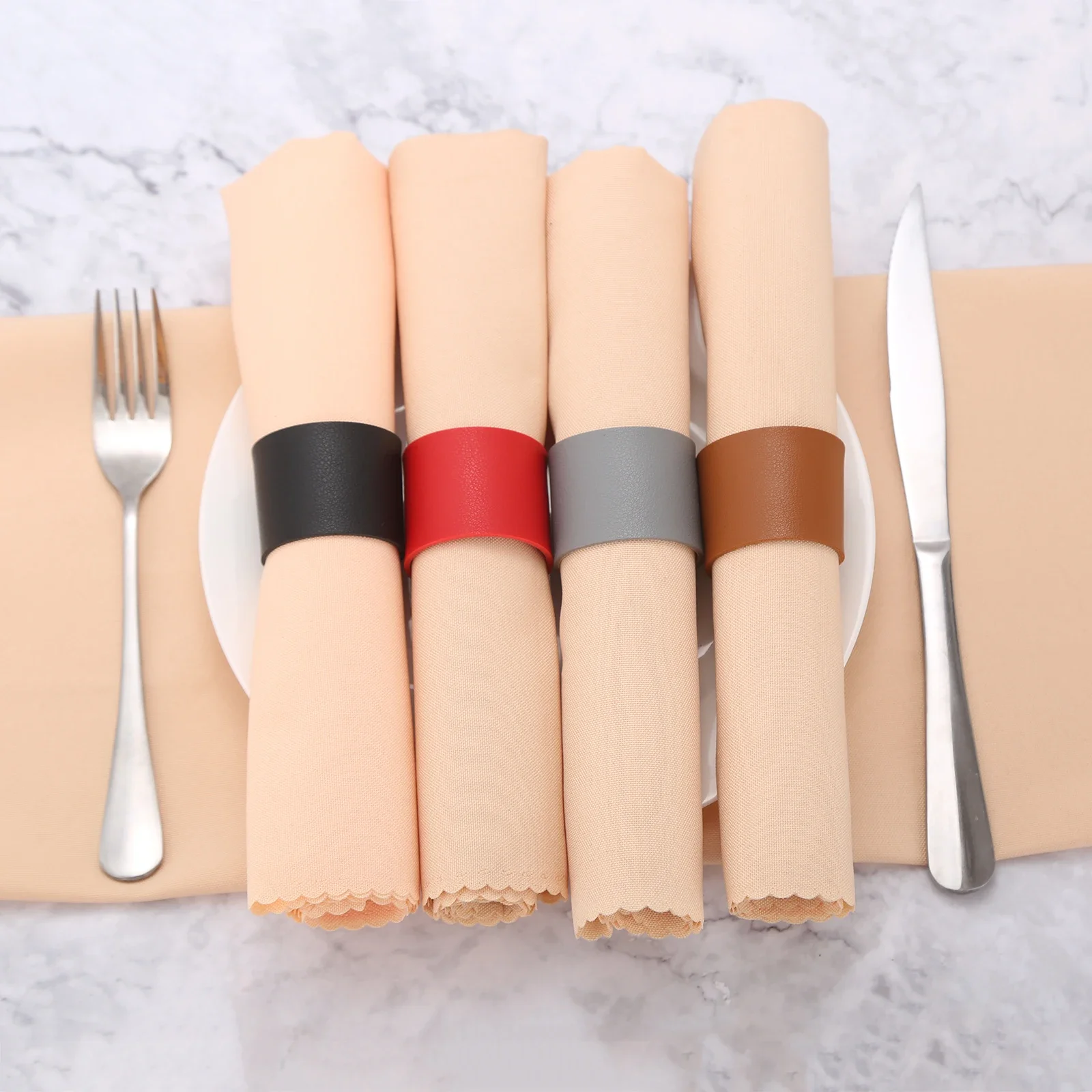 4Pcs Red/Brown/Gray/Black Napkin Ring PU leather Napkin Buckle For Wedding Ceremony Party Supplies Elegant Table Decor Durable
4Pcs Red/Brown/Gray/Black Napkin Ring PU leather Napkin Buckle For Wedding Ceremony Party Supplies Elegant Table Decor Durable