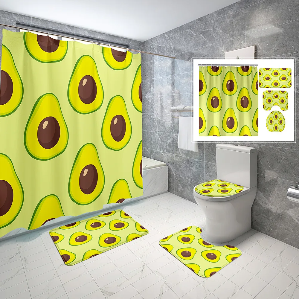 Занавеска для душа с изображением авокадо, водостойкая 
Занавеска для душа с изображением авокадо, водостойкая