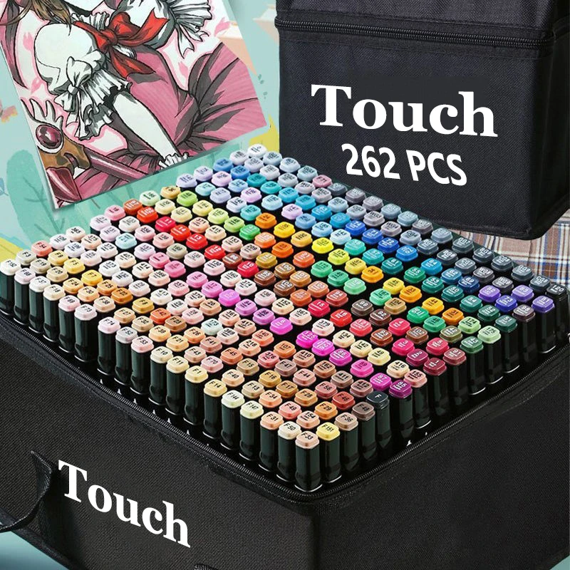 

262/204/168/120/80 Colors Markers Art Pen Set for Draw Dual Headed Artist Sketch Oily Alcohol based Marker For Animation Manga