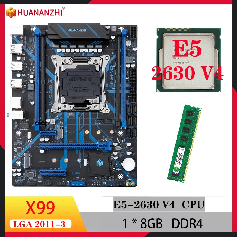 

kit x99 qd4 huananzhi motherboard xeon e5 2630 V4 motherboards and cpu 8gb DDR4 memory combo lga 2011-3 set for pc gamer