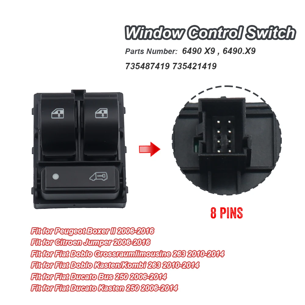 

Electric Window Control Switch Button For Fiat Doblo Ducato For Citroen Jumper For Peugeot Boxer II 2006-2016