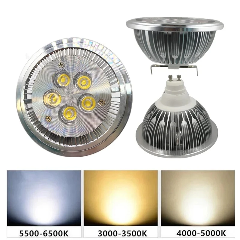 

Aluminum 1*1W LED AR111 5W 9W 7W 12W G53 Base QR111 DC12V 220-240V LED Spotlight G53 GU10 LED Bulbs Spotlight