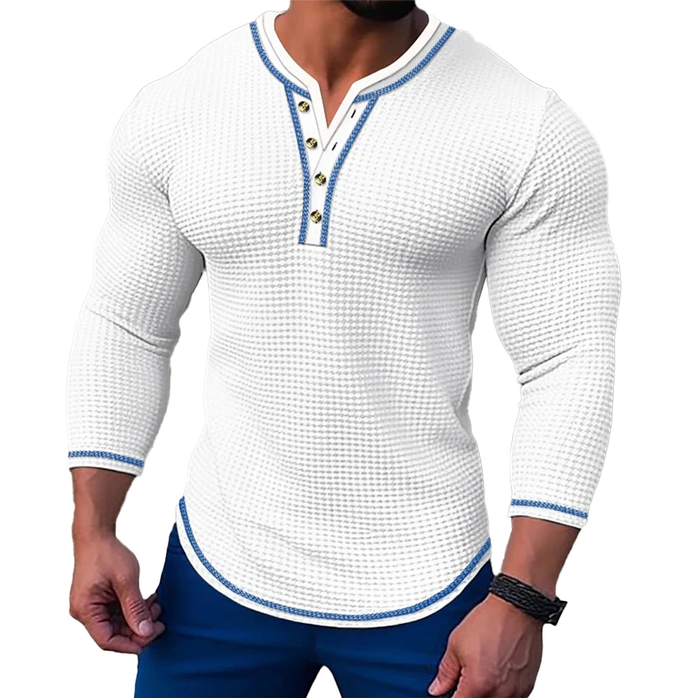 New Men's Henley Casual T Shirts Tops Contrast Color Long Sleeve V Neck T-Shirt Blouse Pullovers Tees Male Clothing
New Men's Henley Casual T Shirts Tops Contrast Color Long Sleeve V Neck T-Shirt Blouse Pullovers Tees Male Clothing