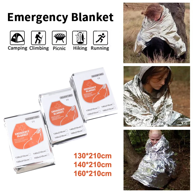 

Emergency Rescue Blanket Outdoor Waterproof Keep Warm Survival Blanket Insulation Sunscreen Blanket 130/140/160*210CM