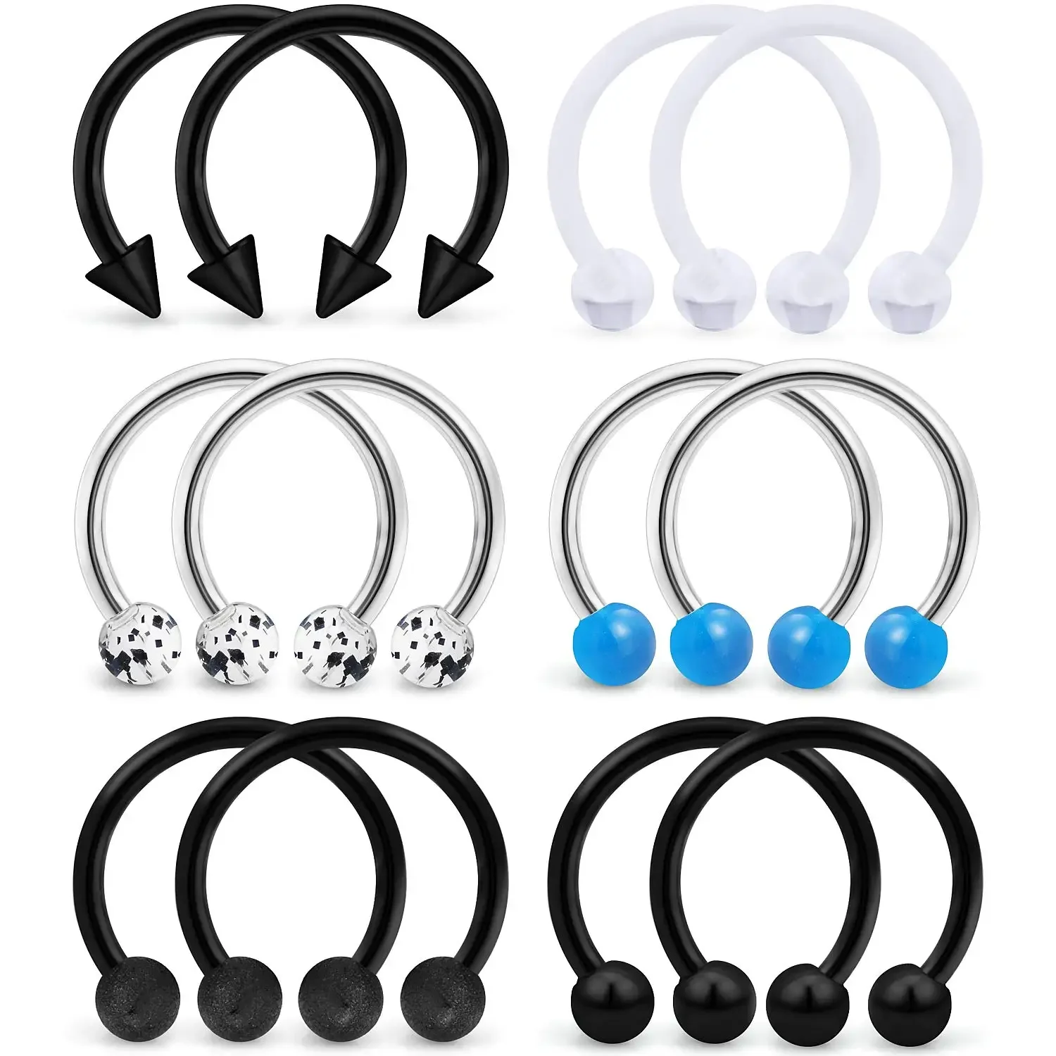 12 Pcs 16G Stainless Steel Nose Horseshoe Ring Eyebrow Lip Ear Cartilage Septum Retainer Body Piercing Jewelry Acrylic Glow Ball
12 Pcs 16G Stainless Steel Nose Horseshoe Ring Eyebrow Lip Ear Cartilage Septum Retainer Body Piercing Jewelry Acrylic Glow Ball