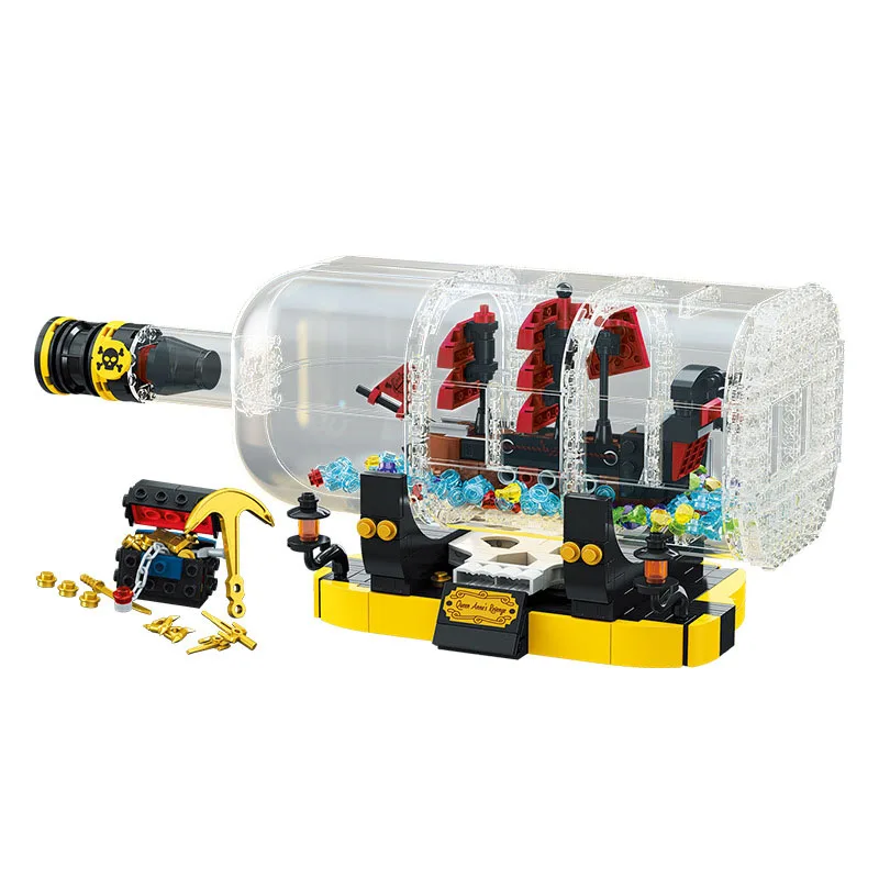 Pirate ship in a Bottle Block with LED Light DIY MOC Building Brick Toy Home Decor
Pirate ship in a Bottle Block with LED Light DIY MOC Building Brick Toy Home Decor