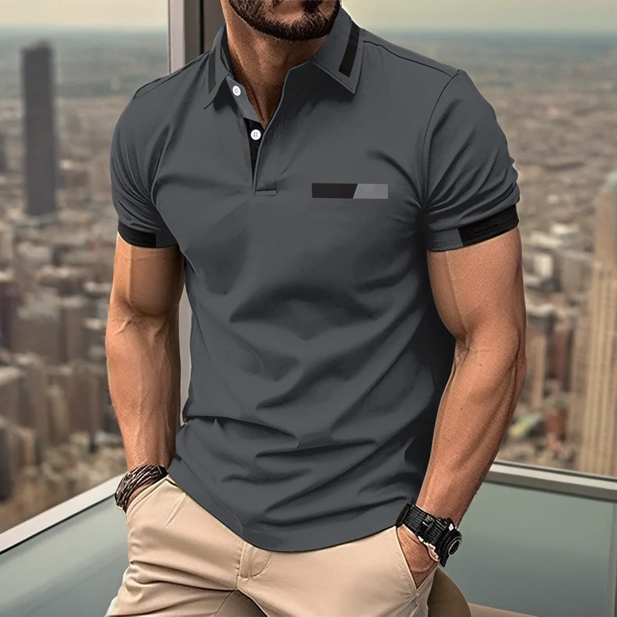 2024 Men's short-sleeved shirt new casual lapel solid color with POLO shirt temperament T-shirt
2024 Men's short-sleeved shirt new casual lapel solid color with POLO shirt temperament T-shirt