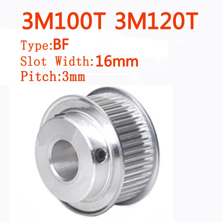 3M100T 3M120T BF Type 3M Timing Pulley Slot Width 16mm Boss Aluminium Synchronous Wheel Pulleys Bore 6/8/10/12/14/16/17/20mm
3M100T 3M120T BF Type 3M Timing Pulley Slot Width 16mm Boss Aluminium Synchronous Wheel Pulleys Bore 6/8/10/12/14/16/17/20mm