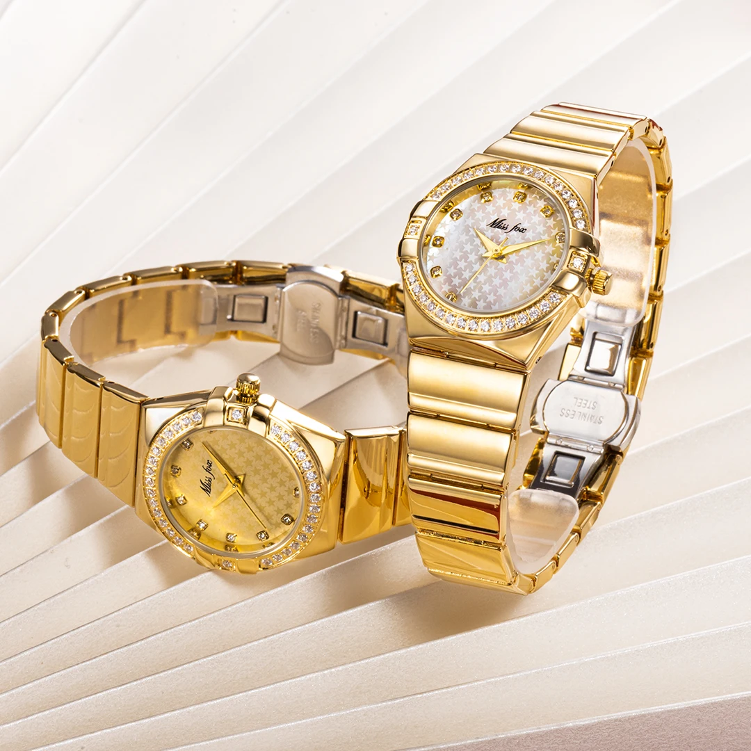 

Luxury Gold Watch For Women Brand MISSFOX Iced DIamond Quartz Ladies Wristwatch Fashion Waterproof AAA Jewelry Clocks Gift Hot