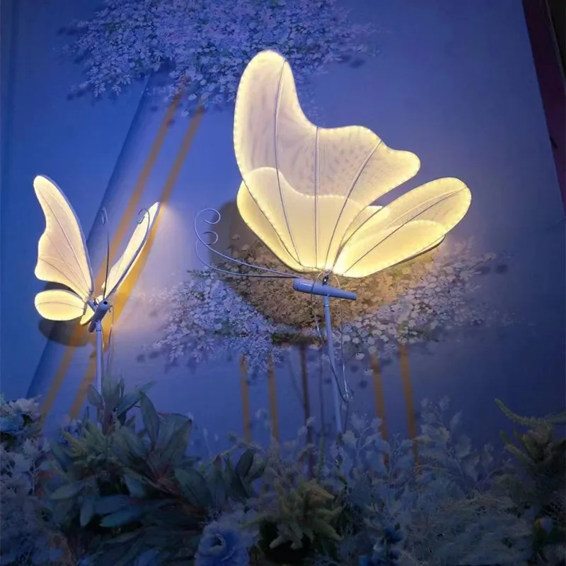 

Factory direct sales new luminous big butterfly road lead wedding hall stage aerial ceiling pendant butterfly decorative lamps