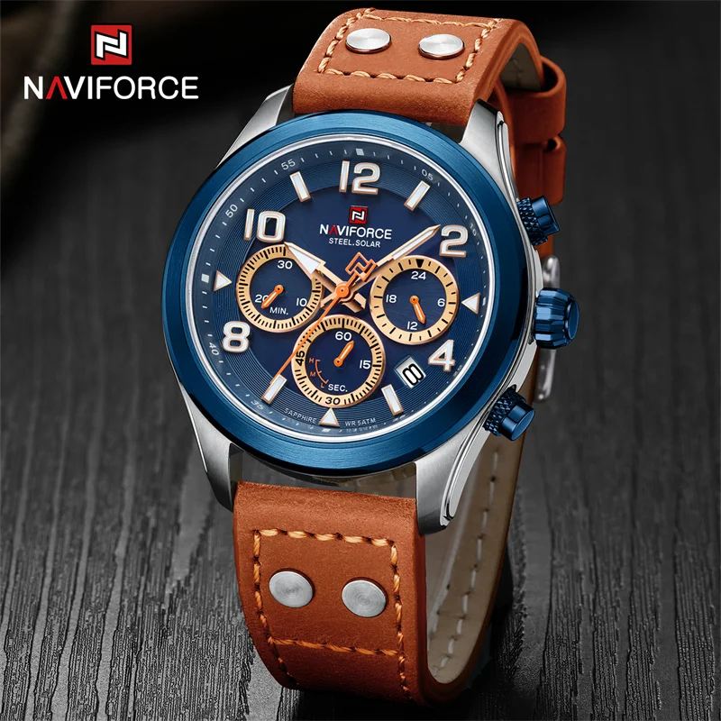 

NAVIFORCE New Men's Watch Calendar Eco-Drive Movement Quartz Wristwatches Simple Fashion 5ATM Waterproof Clock Relogio Masculino
