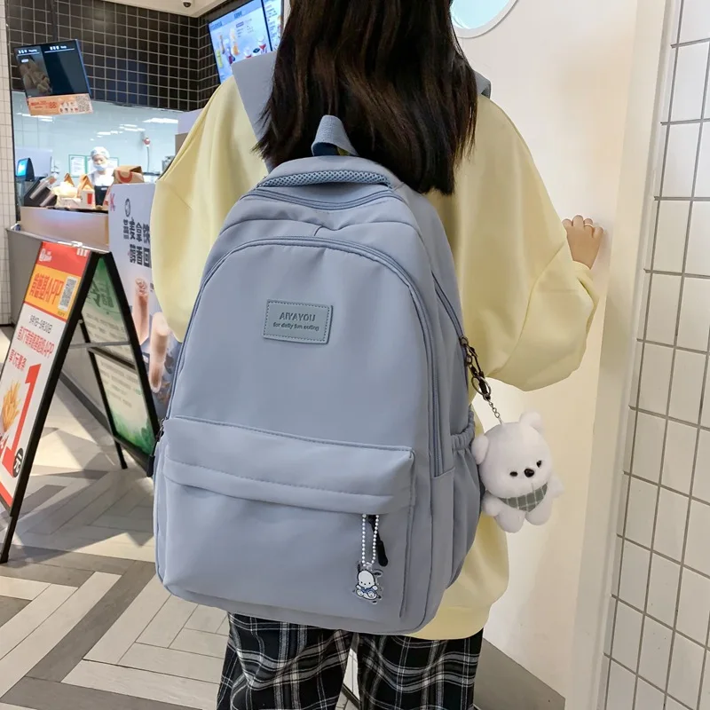 

2024 New Waterproof Teenage Bookbag Nylon Rucksack Fashion Girl Backpack Women Shoulder Bag High School Schoolbag Black Mochila