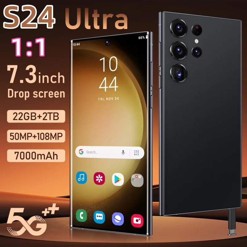 

S24 ультра мобильные телефоны 7,3 HD экран смартфон оригинал 22 ГБ + 2 ТБ 4G телефон с двумя Sim-картами Android разблокированный 7000 мАч S23 Ультра