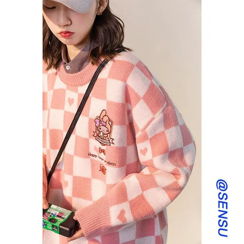 

Sanrio Family Cinnamoroll Kuromi Sweater Women's Japanese Lazy Wind Chic Loose Gentle Sweater Design Small Winter Knit Sweater