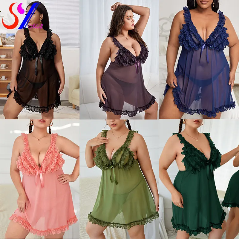 Large Size Women Sexy Erotic Lingerie Nightwear Robe Babydoll Attractive Sexy Sleepwear Charming Night Dress Sleep Wear 
Large Size Women Sexy Erotic Lingerie Nightwear Robe Babydoll Attractive Sexy Sleepwear Charming Night Dress Sleep Wear