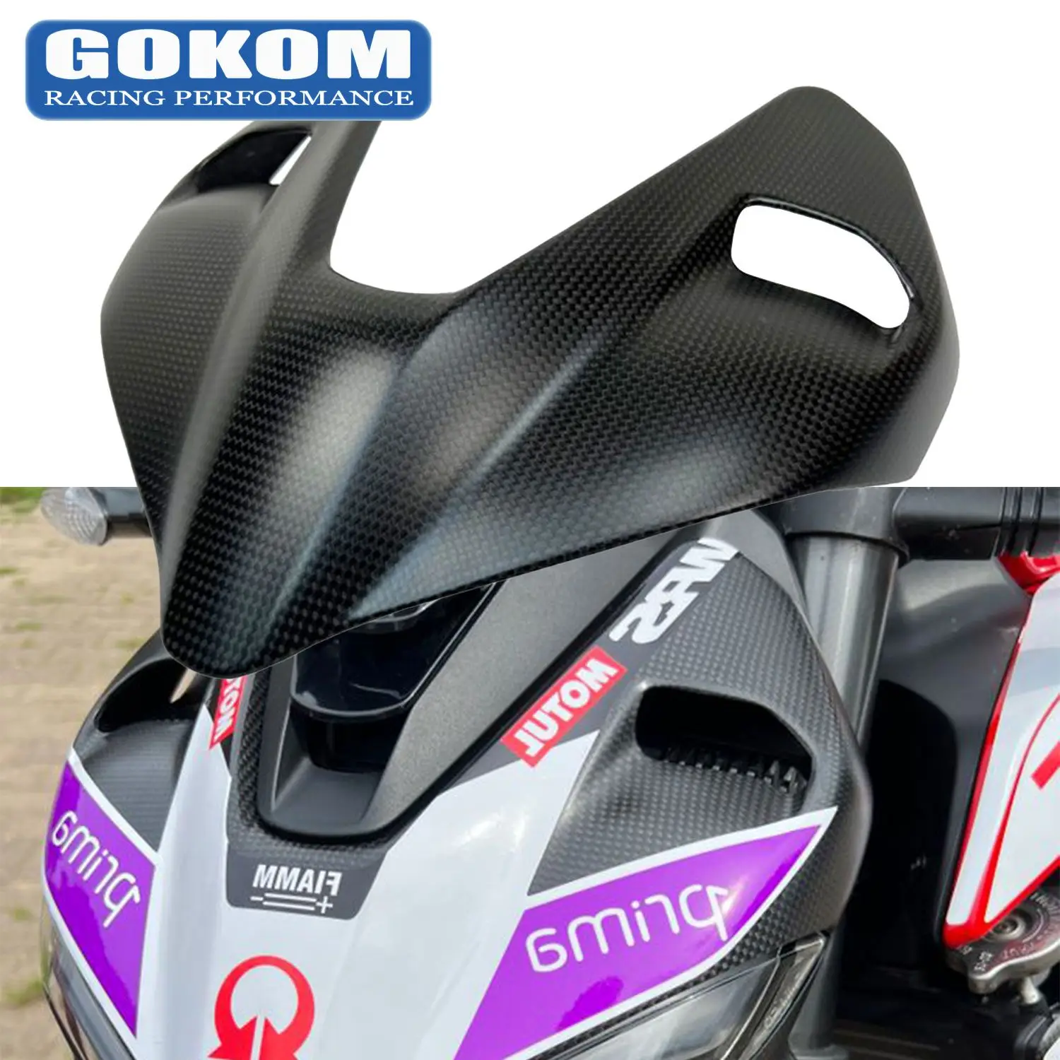 

Gokom Racing Motorcycle Parts Carbon Fibertail Front Nose Fairing headlight cover carbon mat for Ducati Streetfighter V4 V2
