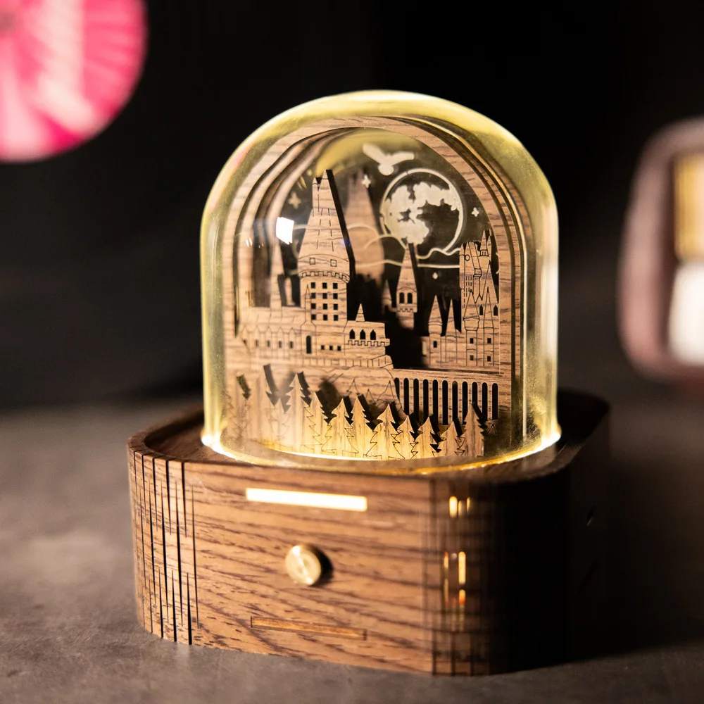 Magic Castle and Train music H P 3D Nightlight Wooden Paper Carving Touch Black Walnut Music Box Eight Tone Box Gifts To Girls
Magic Castle and Train music H P 3D Nightlight Wooden Paper Carving Touch Black Walnut Music Box Eight Tone Box Gifts To Girls