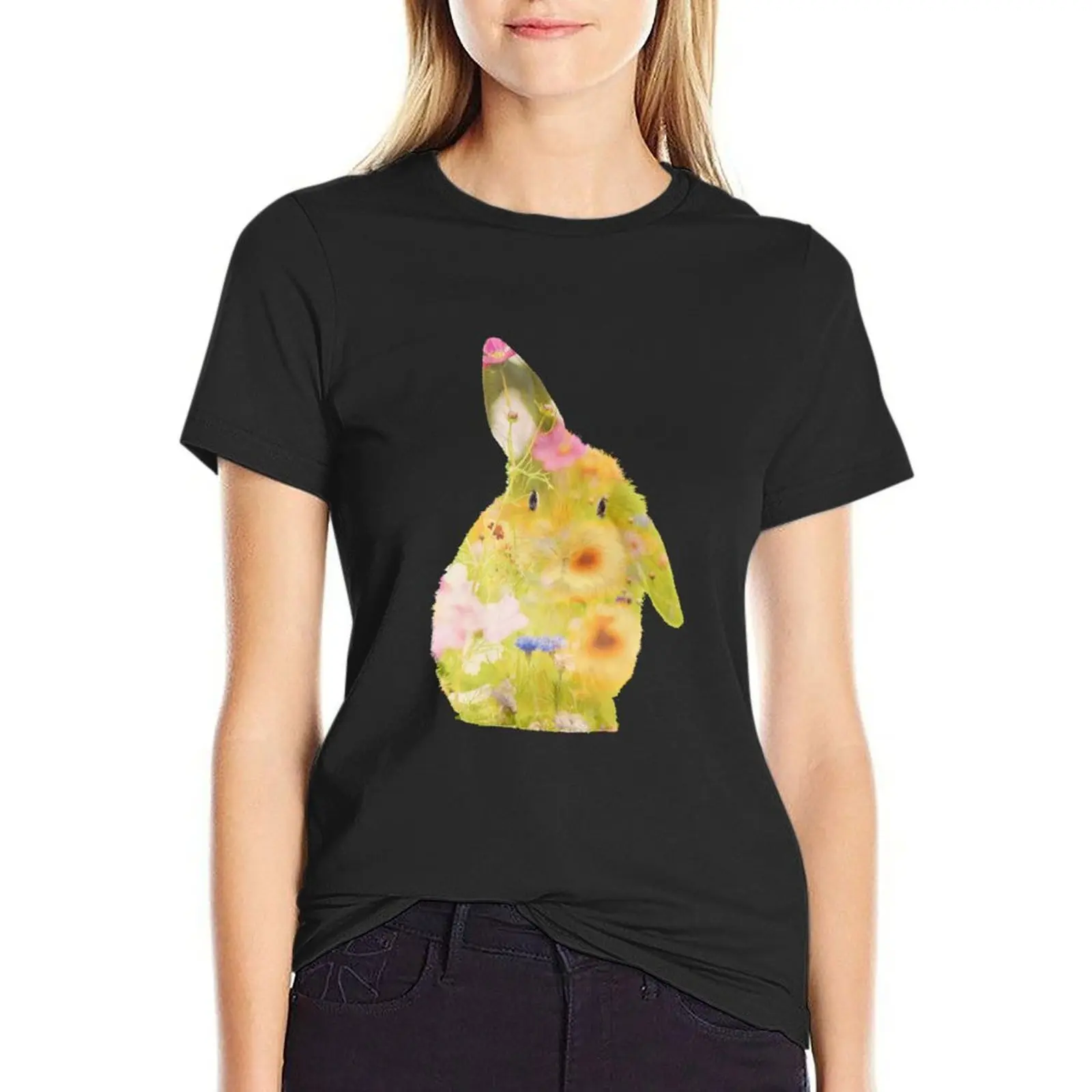 Bunny Flowers T-Shirt animal print shirt for girls summer clothes black t shirts for Women
Bunny Flowers T-Shirt animal print shirt for girls summer clothes black t shirts for Women
