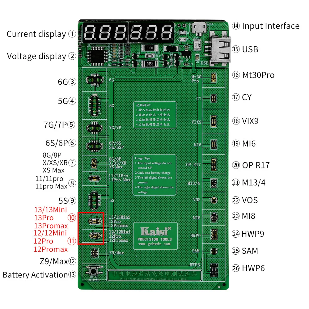 KAISI K-9208 V22 배터리 활성화 충전 보드 iPhone6-13 프로 최대 화웨이 안드로이드 전화 지능형 고속 테스터 앱스트