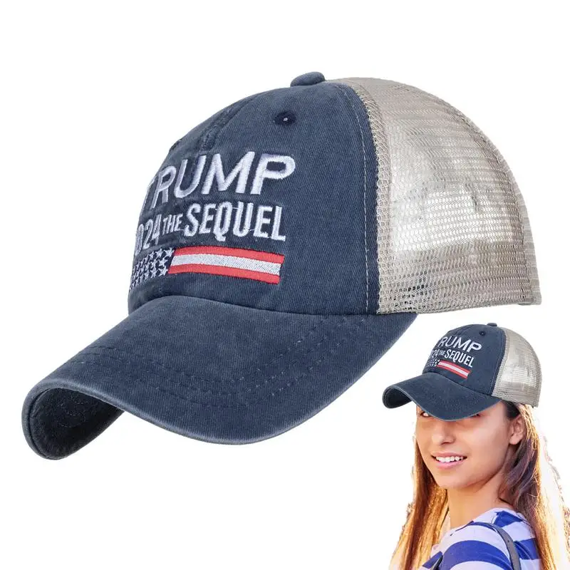 

Trump Hat 2024 Breathable Baseball Caps Adjustable USA Flag Embroidered Sports Hat Trump 2024 The Sequel For Men Women