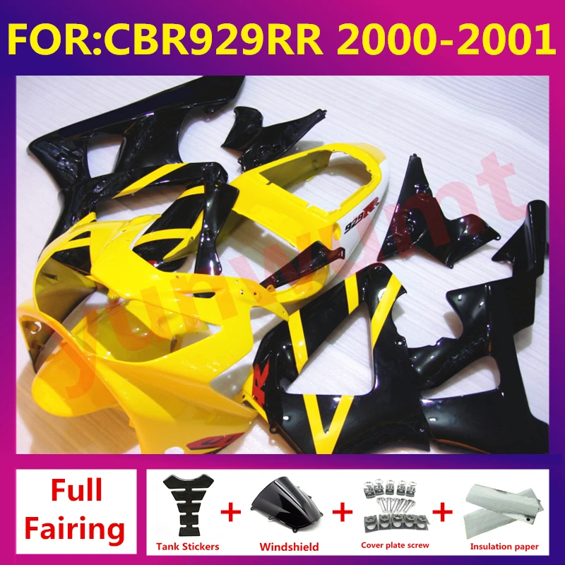 

Motorcycle Injection mold full Fairing kit fit for CBR900RR 929 2000 2001 bodywork fairings kit CBR929 00 01 zxmt yellow black