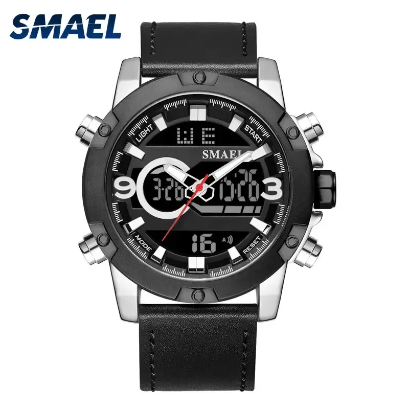 

SMAEL New Sport Watches Waterproof Genuine Dual Display Quartz Wristwatches Big Dial Fashion Cool Man 1320 Digital Watch LED Men