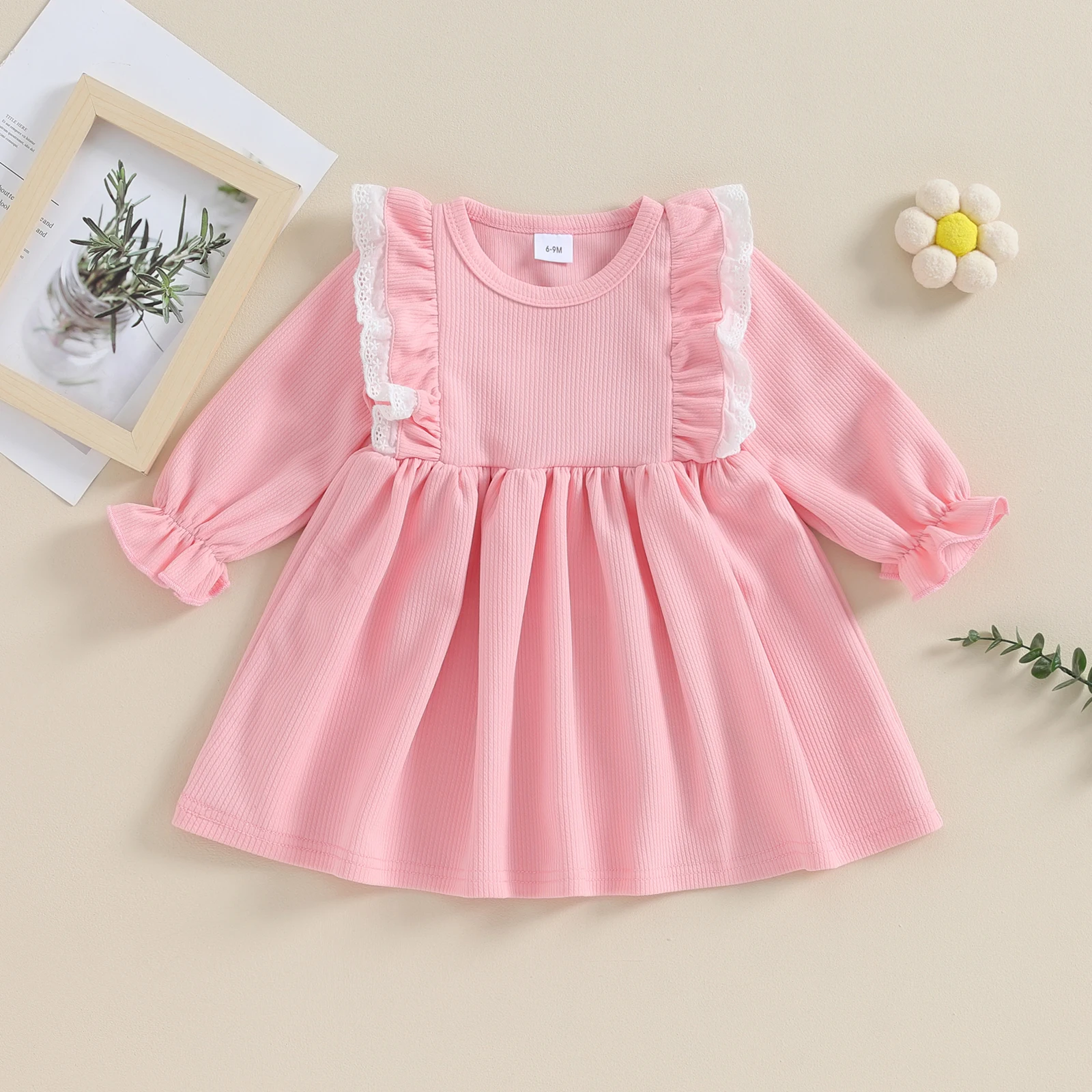 BeQeuewll Toddler Girl Sweet A-Line Dress Ruffled Lace Patchwork Long Sleeve Round Neck Dress for Spring Fall For 6-36 Months
BeQeuewll Toddler Girl Sweet A-Line Dress Ruffled Lace Patchwork Long Sleeve Round Neck Dress for Spring Fall For 6-36 Months