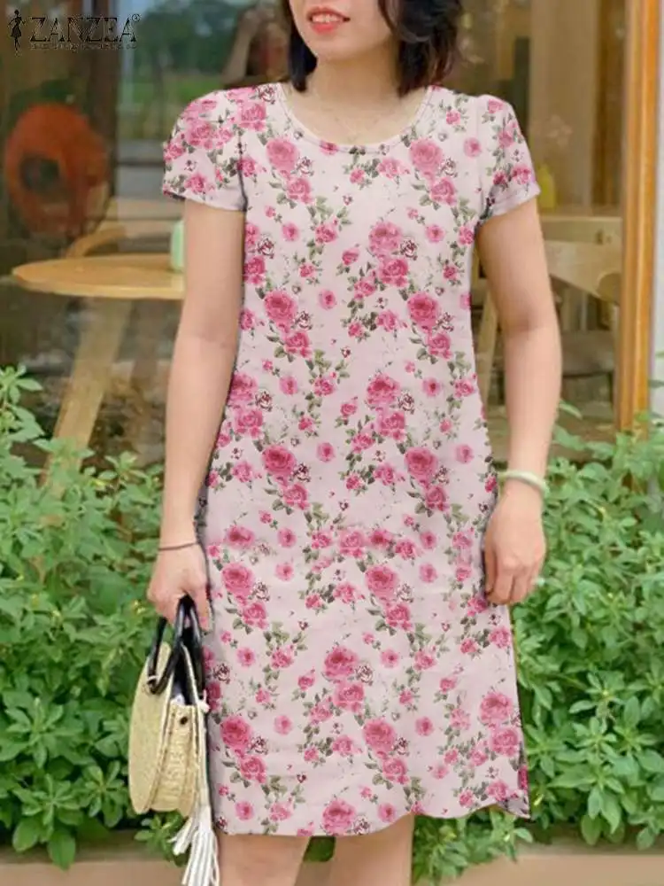 ZANZEA Elegant Women Sundress Short Sleeve O Neck Summer Floral Print Knee-length Dress 2024 Fashion Beach Casual Short Vestidos
ZANZEA Elegant Women Sundress Short Sleeve O Neck Summer Floral Print Knee-length Dress 2024 Fashion Beach Casual Short Vestidos