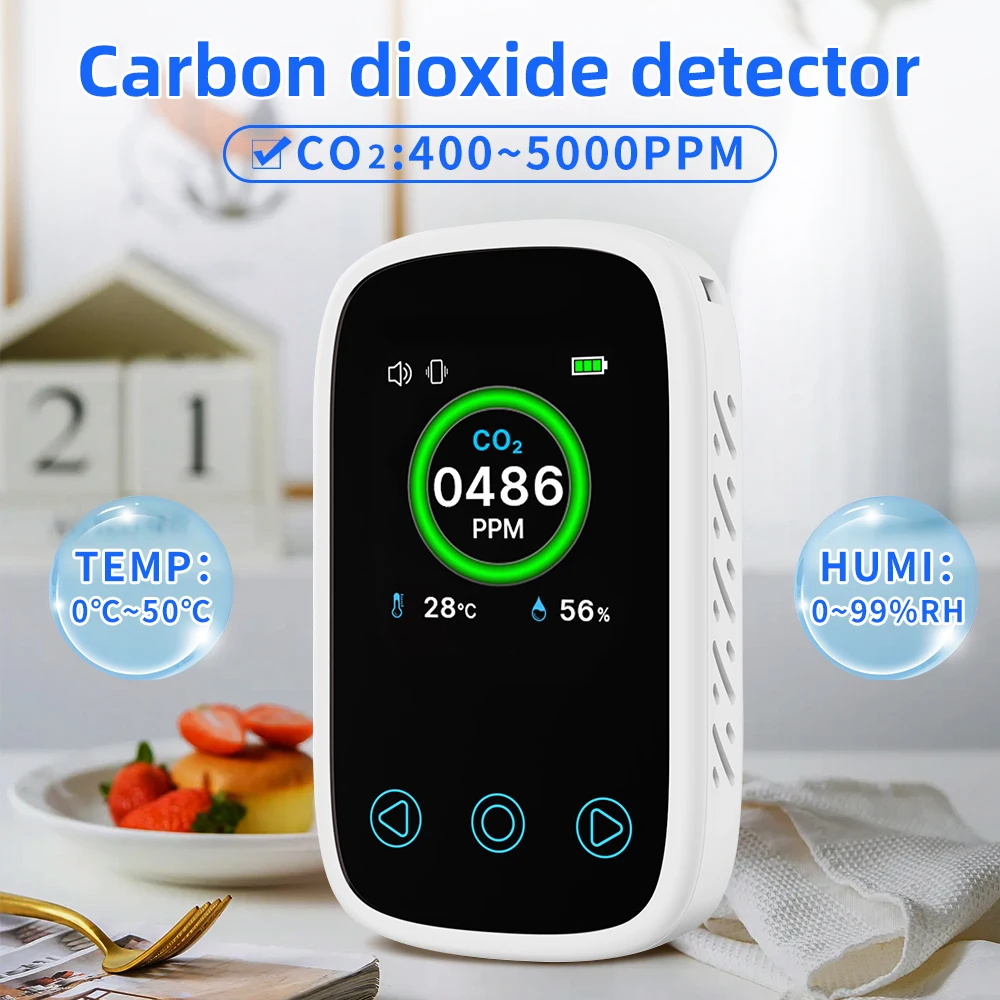 

3 in 1 Digital Air Quality Detector CO2 Temperature Humidity Monitor Carbon Dioxide Monoxide Detector Tester LCD Alarm Detector