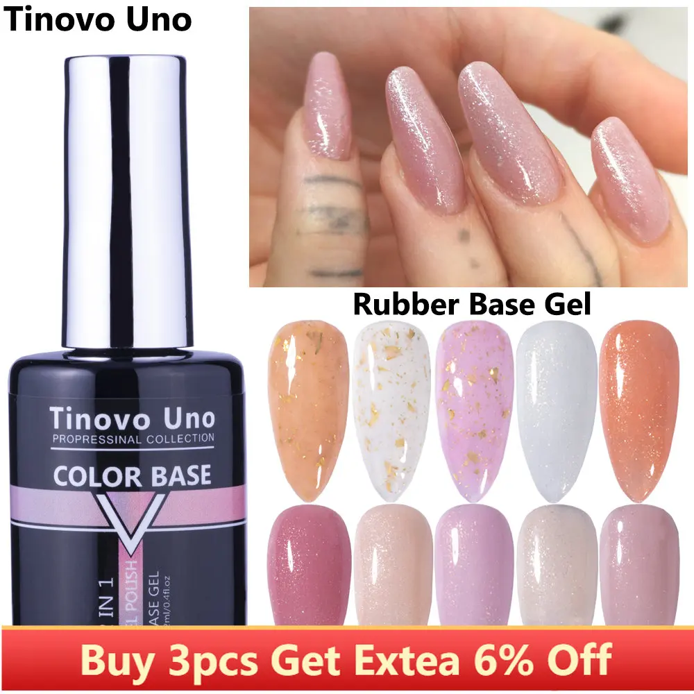 

Tinovo Uno NEW Rubber Base Gel Nail Polish Vernis Semi Permanent UV/LED Base Gellak 12ML Pearl Glitter Shimmer Nails Art Varnish