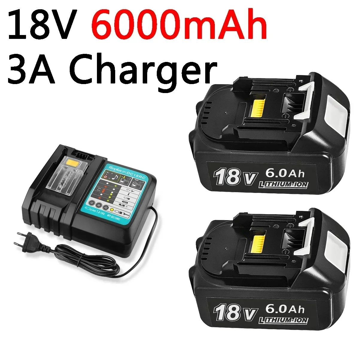 for Makita 18V Battery 6000mAh Rechargeable Power Tools Battery with LED Li-ion Replacement LXT BL1860B BL1860 BL1850 3A Charger
for Makita 18V Battery 6000mAh Rechargeable Power Tools Battery with LED Li-ion Replacement LXT BL1860B BL1860 BL1850 3A Charger