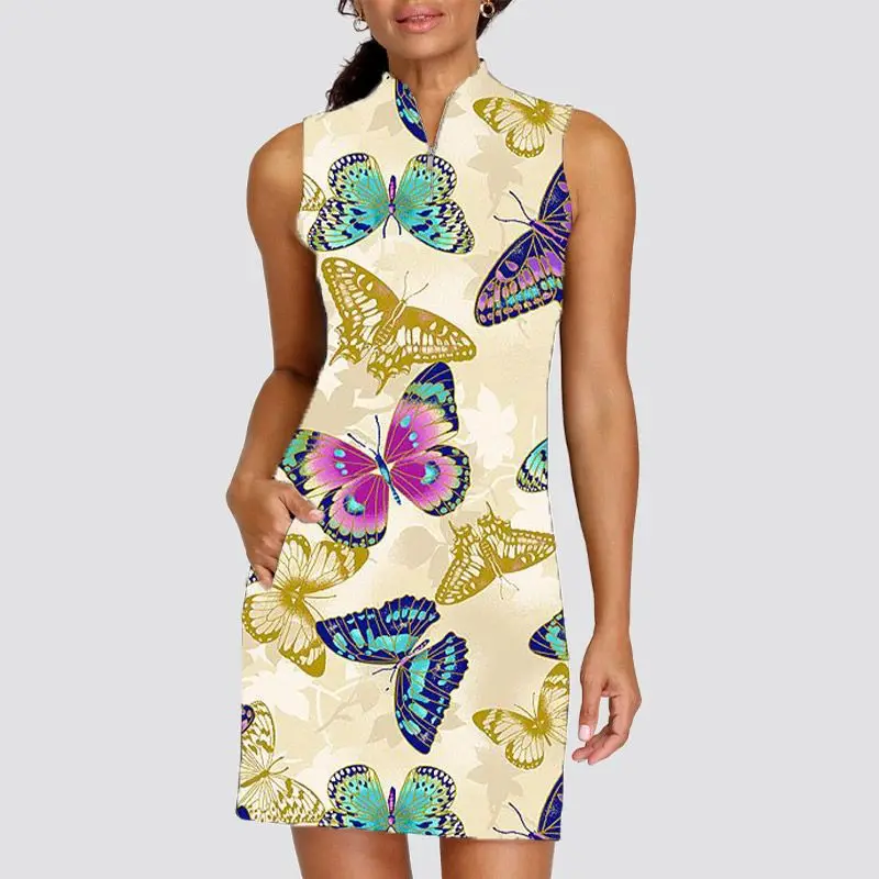 Butterfly Floral Dress Elegant Golf Trainning Wear Colorful Exotic Ethnic Women Dress Summer Sleeveless Knee Length Sport Sets
Butterfly Floral Dress Elegant Golf Trainning Wear Colorful Exotic Ethnic Women Dress Summer Sleeveless Knee Length Sport Sets