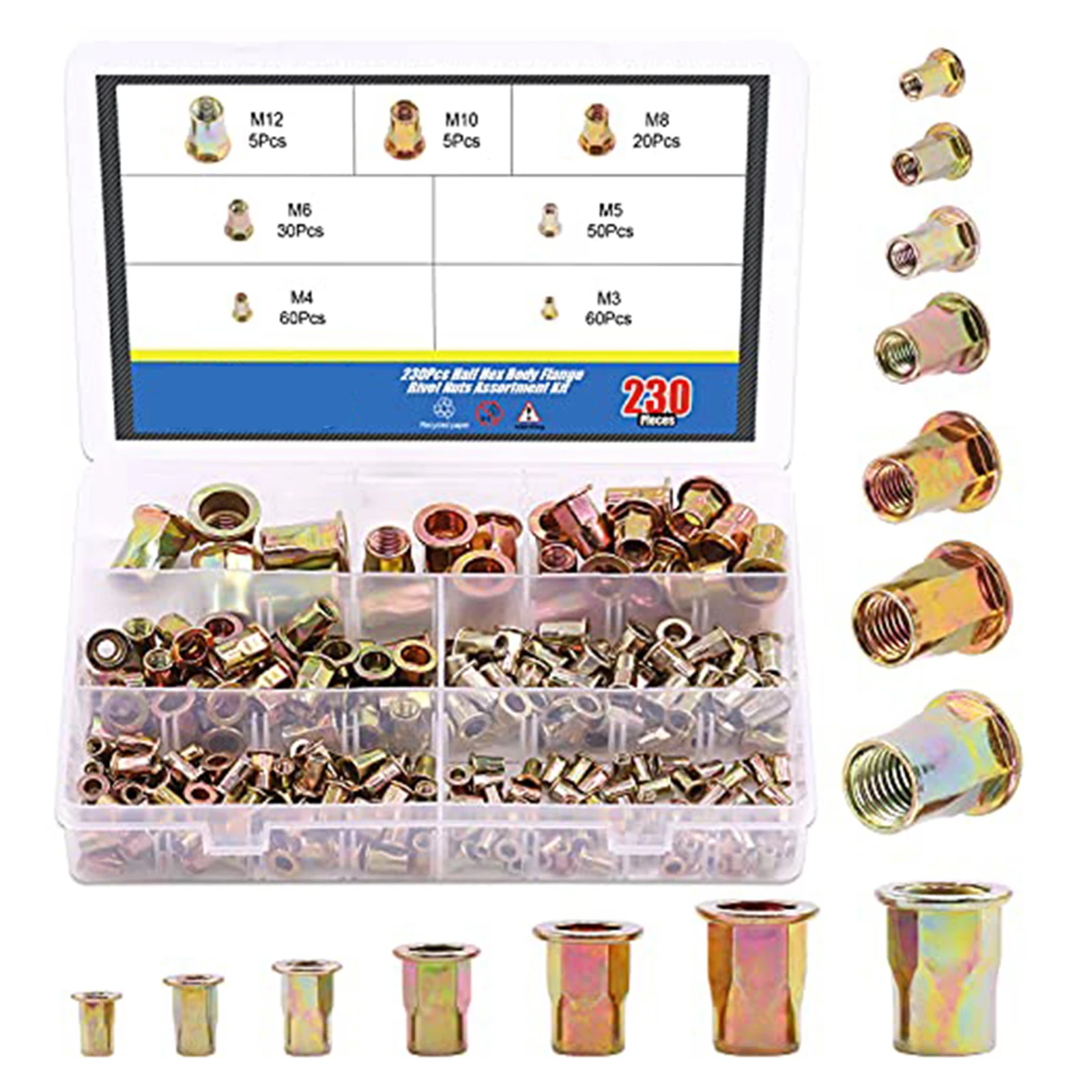 New Insert Nut 230Pcs 230Pcs Carbon Steel Flat Threaded Insert Nut Set Half Hex Body Nutserts Load-bearing Threads
New Insert Nut 230Pcs 230Pcs Carbon Steel Flat Threaded Insert Nut Set Half Hex Body Nutserts Load-bearing Threads