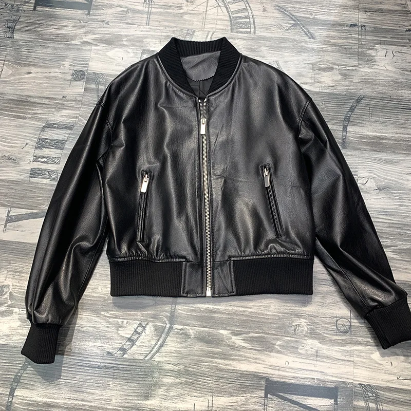 European Goods Autumn/Winter New Genuine Leather Goatskin Coat Baseball Suit Cool Sasa Leather Jacket Short Coat For Women
European Goods Autumn/Winter New Genuine Leather Goatskin Coat Baseball Suit Cool Sasa Leather Jacket Short Coat For Women