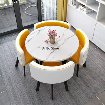 간단한 식탁 세트, 캐주얼 응접실 사무실 커피 테이블, 4 의자, 식당 테이블 및 의자, 메사 거실 가구, HY