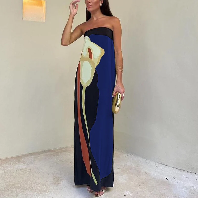New Print Strapless Patchwork Dress Women Fashion Loose Off Shoulder Contrast Dresses 2024 Sexy Backless Loose Long Party Dress
New Print Strapless Patchwork Dress Women Fashion Loose Off Shoulder Contrast Dresses 2024 Sexy Backless Loose Long Party Dress