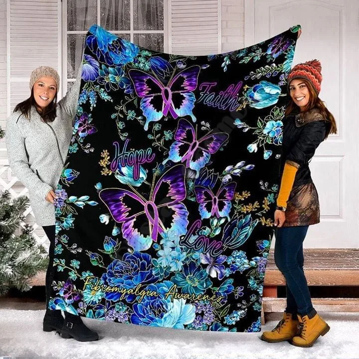 Faith Hope Love Fibromyalgia Awareness Butterfly Flowers Fleece Blanket 3D Printed Kids Adult Soft Bed Cover Sheet Plush Blanket
Faith Hope Love Fibromyalgia Awareness Butterfly Flowers Fleece Blanket 3D Printed Kids Adult Soft Bed Cover Sheet Plush Blanket