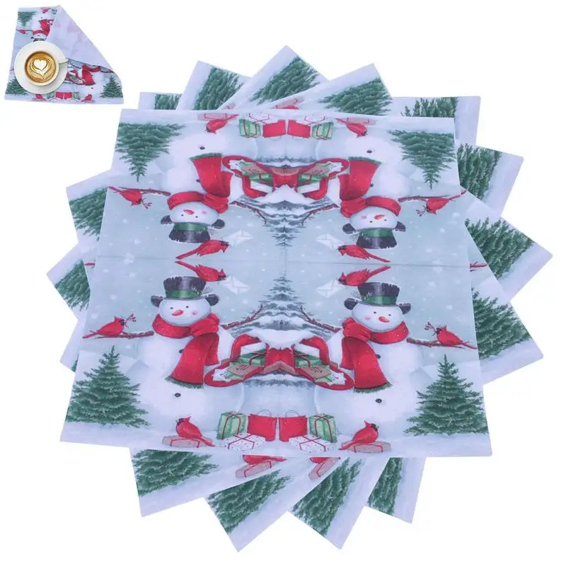 

Christmas Napkins Paper Winter Snowman Napkins 2-Ply 20 Pieces Lunch Dinner Decorative Napkins Hand Towels For Christmas Holiday
