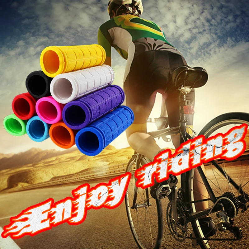 

1 Pair Bicycle Grips Non-slip Rubber Handlebar Various Colors Mountain Bike Handle Cover Easy To Put Practical Bike Accessories