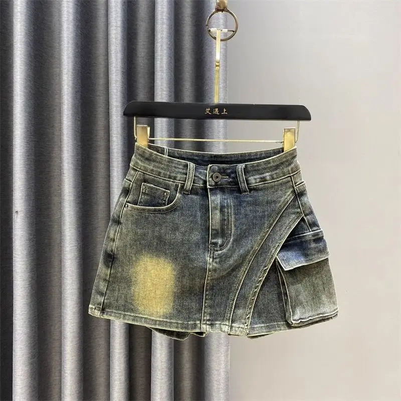 

Design Sense Jeans Work Skirt for Women 2024 New High Waist Retro Spicy Girl A Bag Hip Short Pants