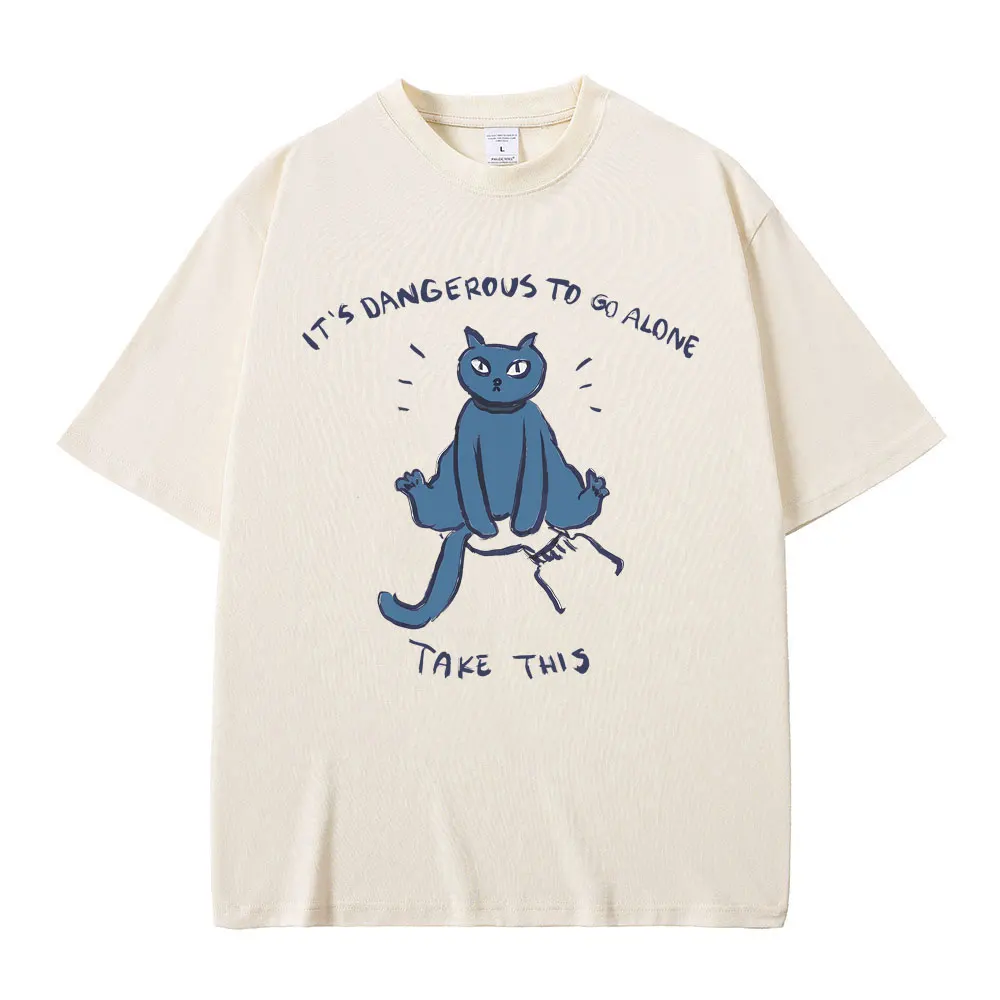 Its Dangerous To Go Alone Funny Cat T-shirt Men Women Cute Gift for Cat Lovers Tshirt Male Fashion Oversized Crewneck T Shirts
Its Dangerous To Go Alone Funny Cat T-shirt Men Women Cute Gift for Cat Lovers Tshirt Male Fashion Oversized Crewneck T Shirts