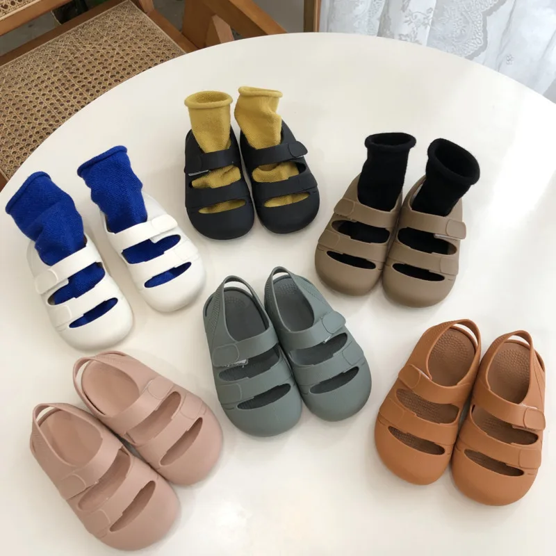 

Baby Girls Sandals Summer Children Toddler Soft Non-slip Princess Shoes Candy Jelly Flats Boys Soft Soles Roman Shoes Home Slide