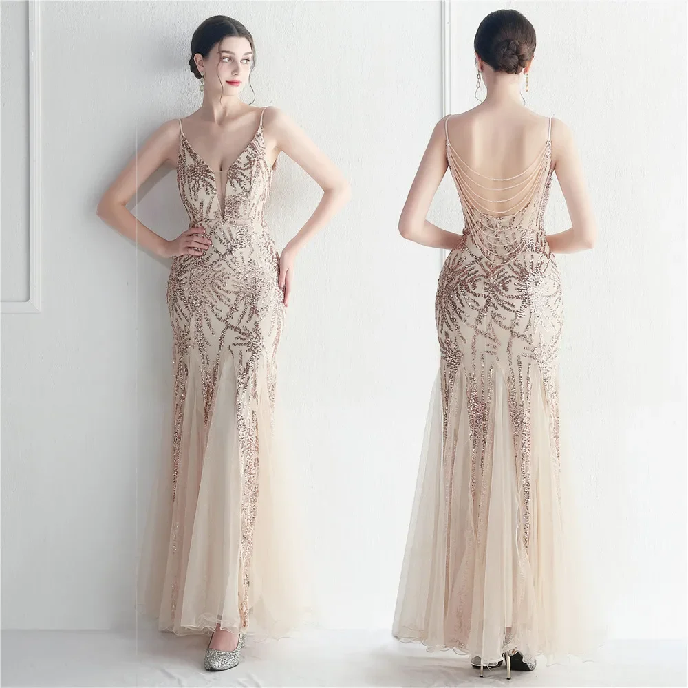 Luxury Elegant Mermaid Women Dresses Wedding Guest Bridesmaid Evening Party Sequin Glitte Elastic Lace Backless Spaghetti Straps
Luxury Elegant Mermaid Women Dresses Wedding Guest Bridesmaid Evening Party Sequin Glitte Elastic Lace Backless Spaghetti Straps