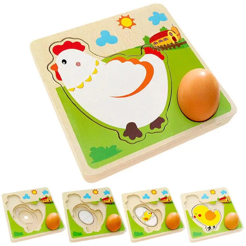 

Wooden Animal Jigsaw Puzzle Toddler Wooden Colorful Toddlers 3D Chicken Puzzles Baby Montessori Learning Puzzles Educational