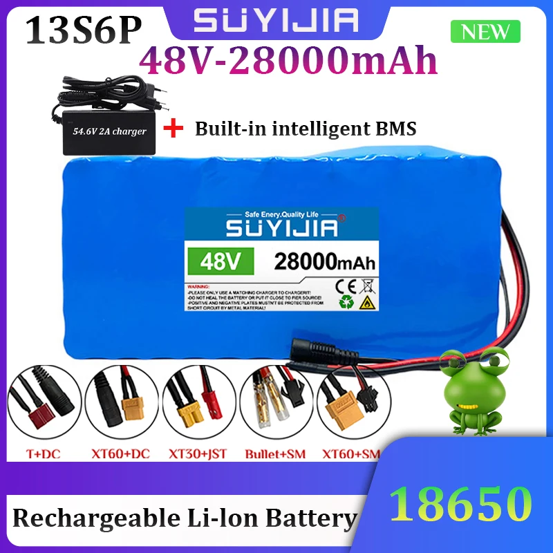 48V 28000mAh Rechargeable Lithium Battery Pack 18650 Built-in BMS 13S6P for Electric Bicycle Unicycle Scooter with 54.6V Charger
48V 28000mAh Rechargeable Lithium Battery Pack 18650 Built-in BMS 13S6P for Electric Bicycle Unicycle Scooter with 54.6V Charger