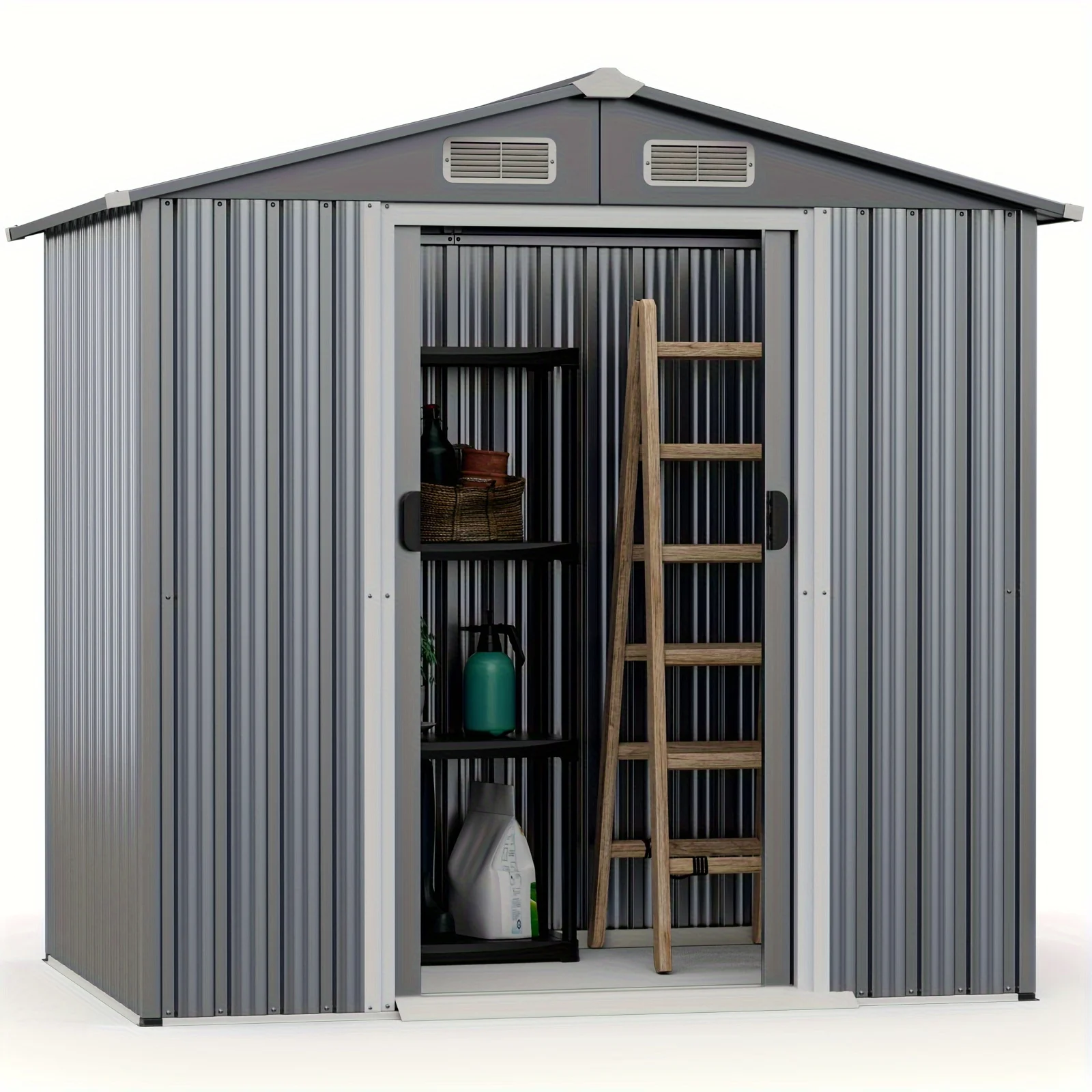 

6 x 4 FT Outdoor Storage Shed Galvanized Steel Shed with Lockable Sliding Doors Heart rate chest strap Ankle weights Portable st