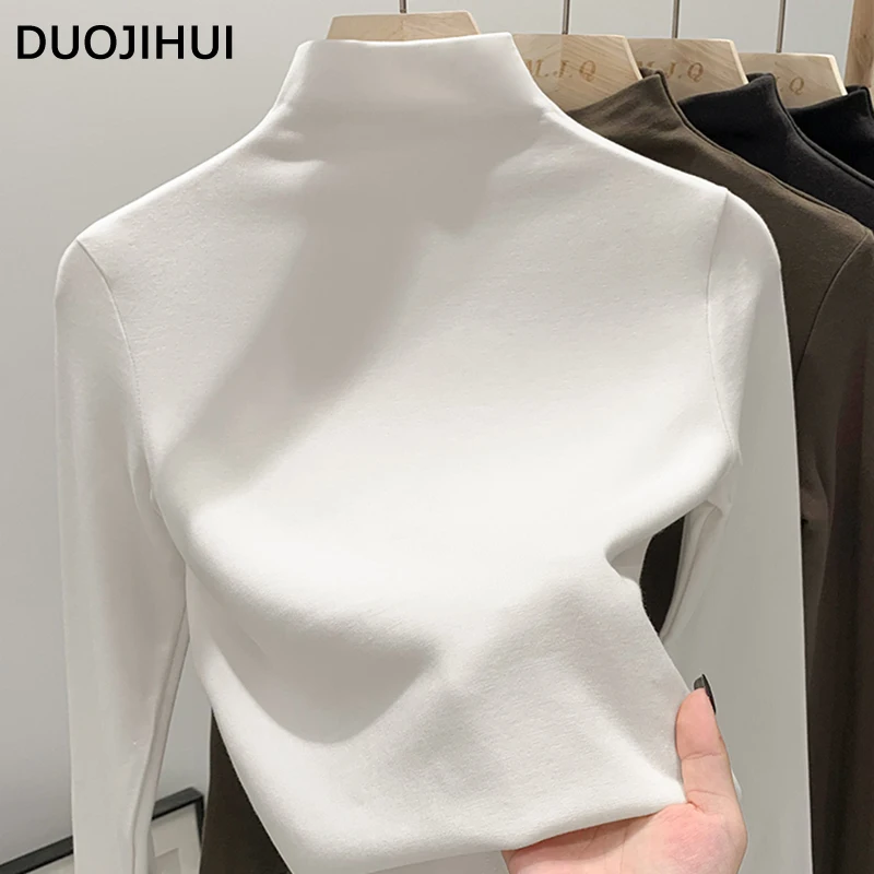 DUOJIHUI New Classic White Fashion Neck Women T-shirts Korean Style Basic Simple Casual Chic 4-colors S-XL Slim Female T-shirts
DUOJIHUI New Classic White Fashion Neck Women T-shirts Korean Style Basic Simple Casual Chic 4-colors S-XL Slim Female T-shirts